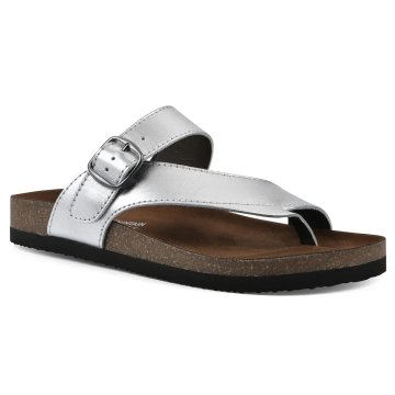 (image for) Carly Leather Footbeds Sandal - Silver Leather