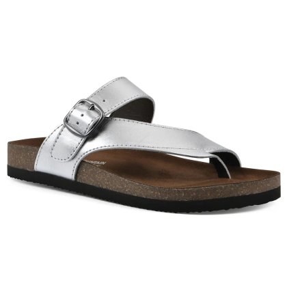 (image for) Carly Leather Footbeds Sandal - Silver Leather