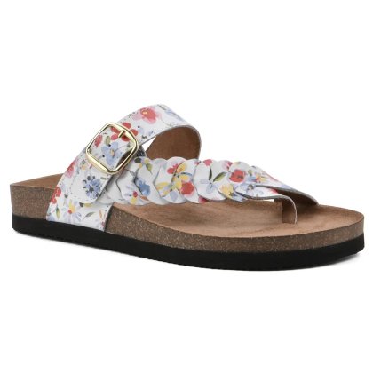 (image for) Happier Leather Footbeds Sandal - White Floral Print Leather