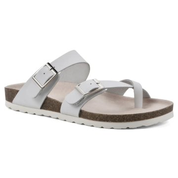 (image for) Gracie Leather Footbeds Sandal - White Leather with White Sole