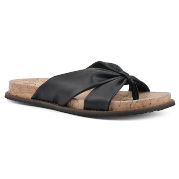 (image for) Malanga Footbeds Sandal - Black Faux Leather