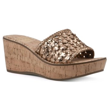 (image for) Charges Wedge Sandal - Rosegold Metallic Faux Leather