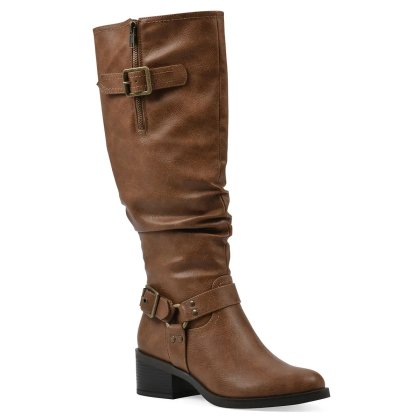 (image for) Cushion Tall Boot - Dark Natural Faux Leather