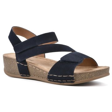 (image for) Fern Leather Footbeds Sandal - Navy Suede